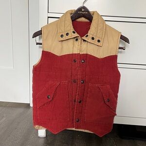 Vintage Hi Gear Corduroy Two-Tone Vest in Red and Tan
